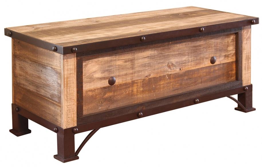 International Furniture Direct 900 Antique IFD966TRNK Rustic Lift Top